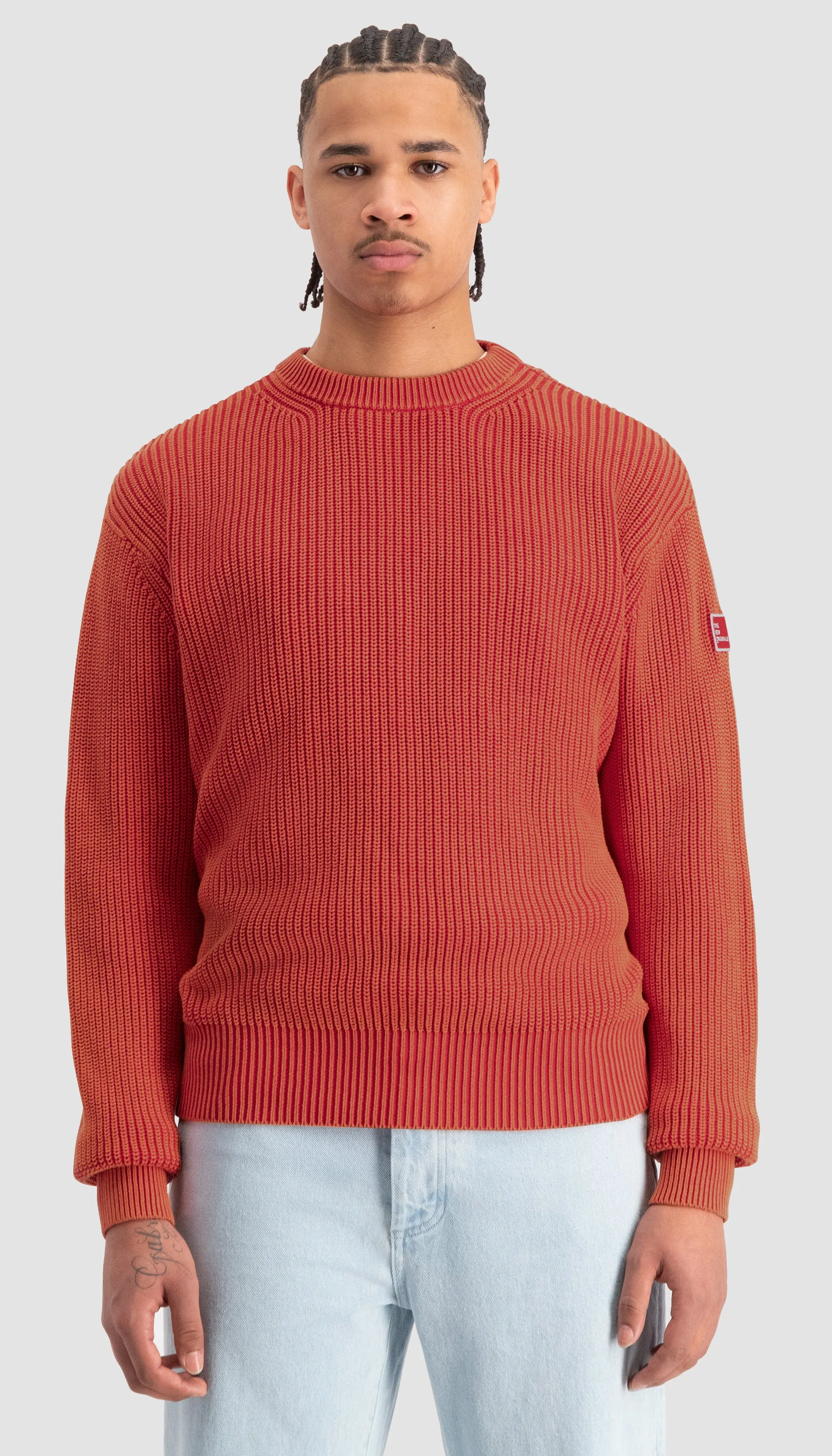 Fisherman Rib Knit Crewneck Barbados Cherry