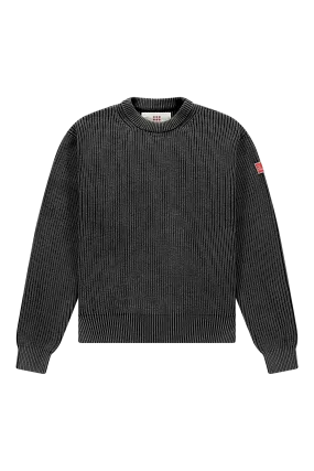 Fisherman Rib Knit Crewneck Black