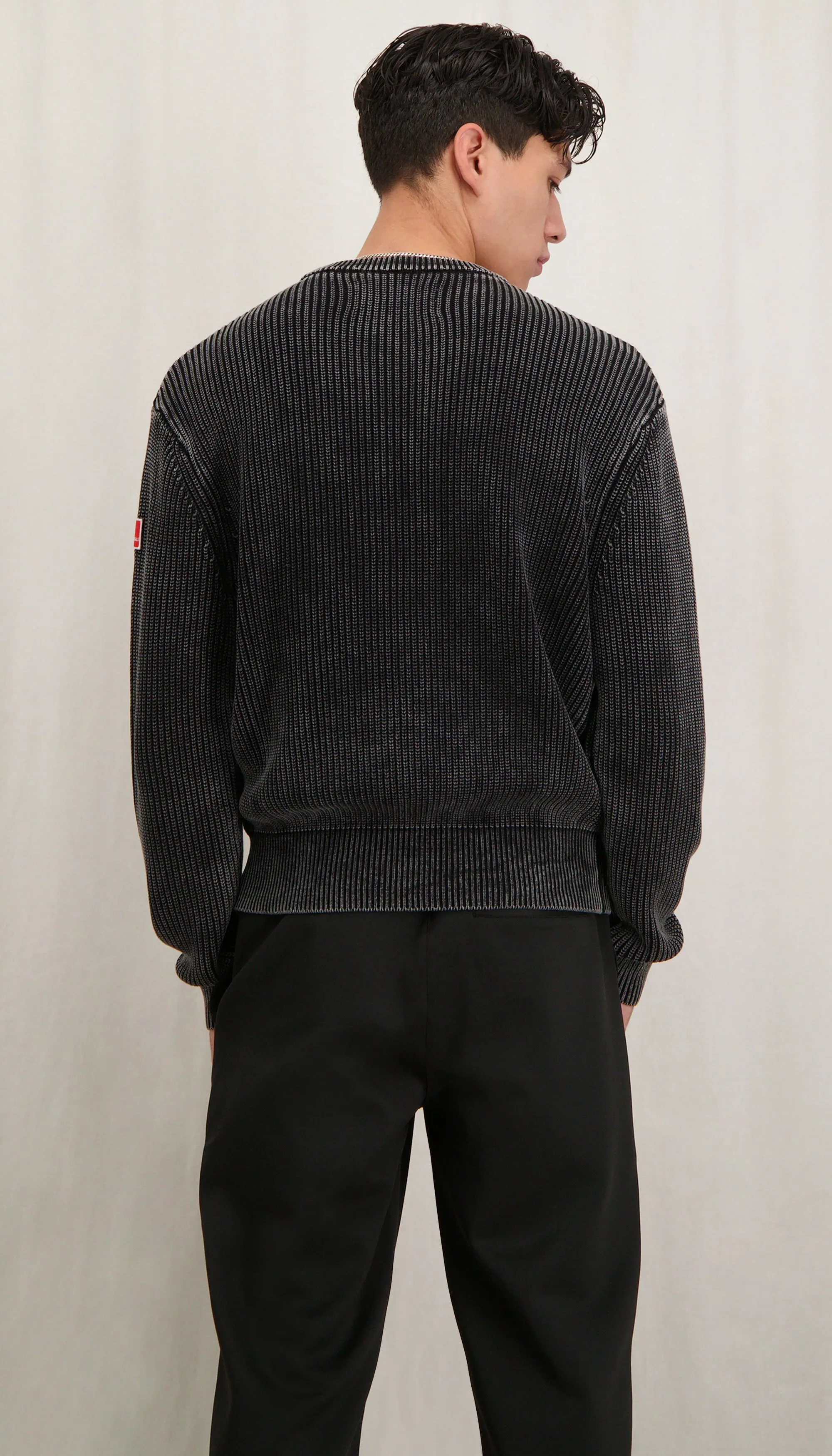 Fisherman Rib Knit Crewneck Black
