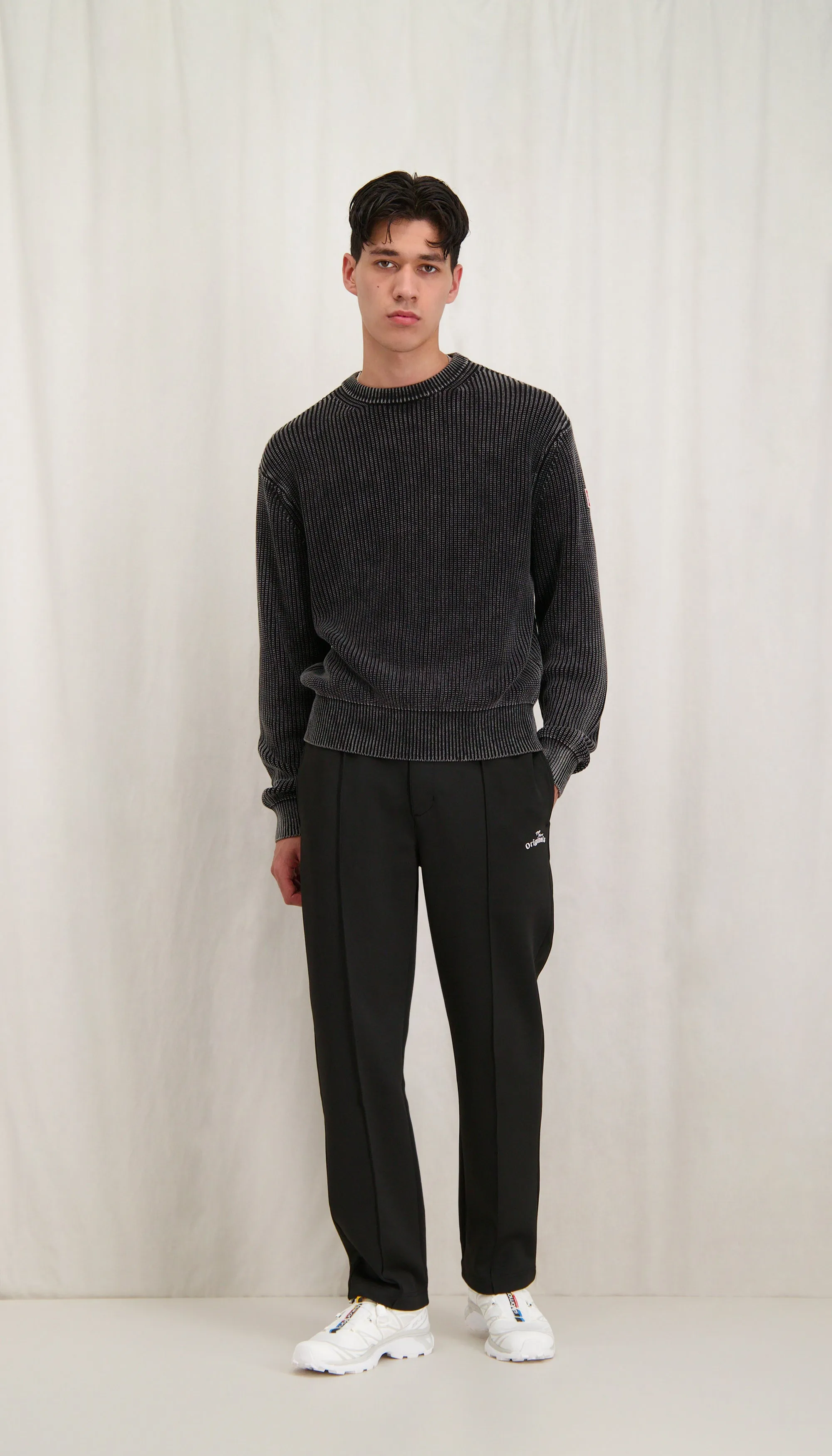 Fisherman Rib Knit Crewneck Black