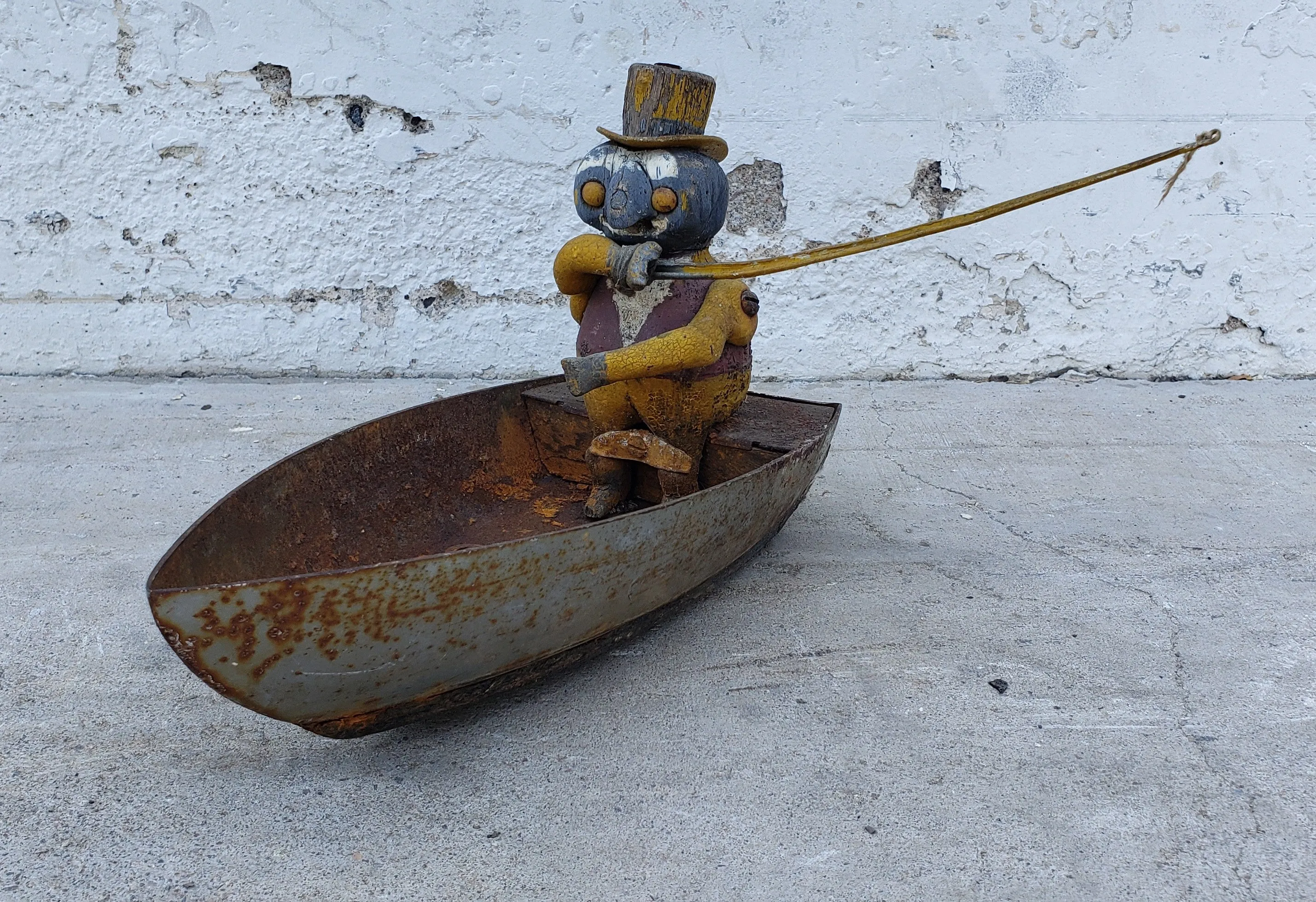 Folk Art Fisherman and Boat