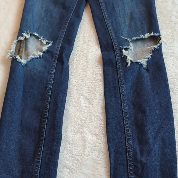 Free People Mid Rise Distressed Skinny Blue Jeans Size 25 NWT Waist 25 Inches