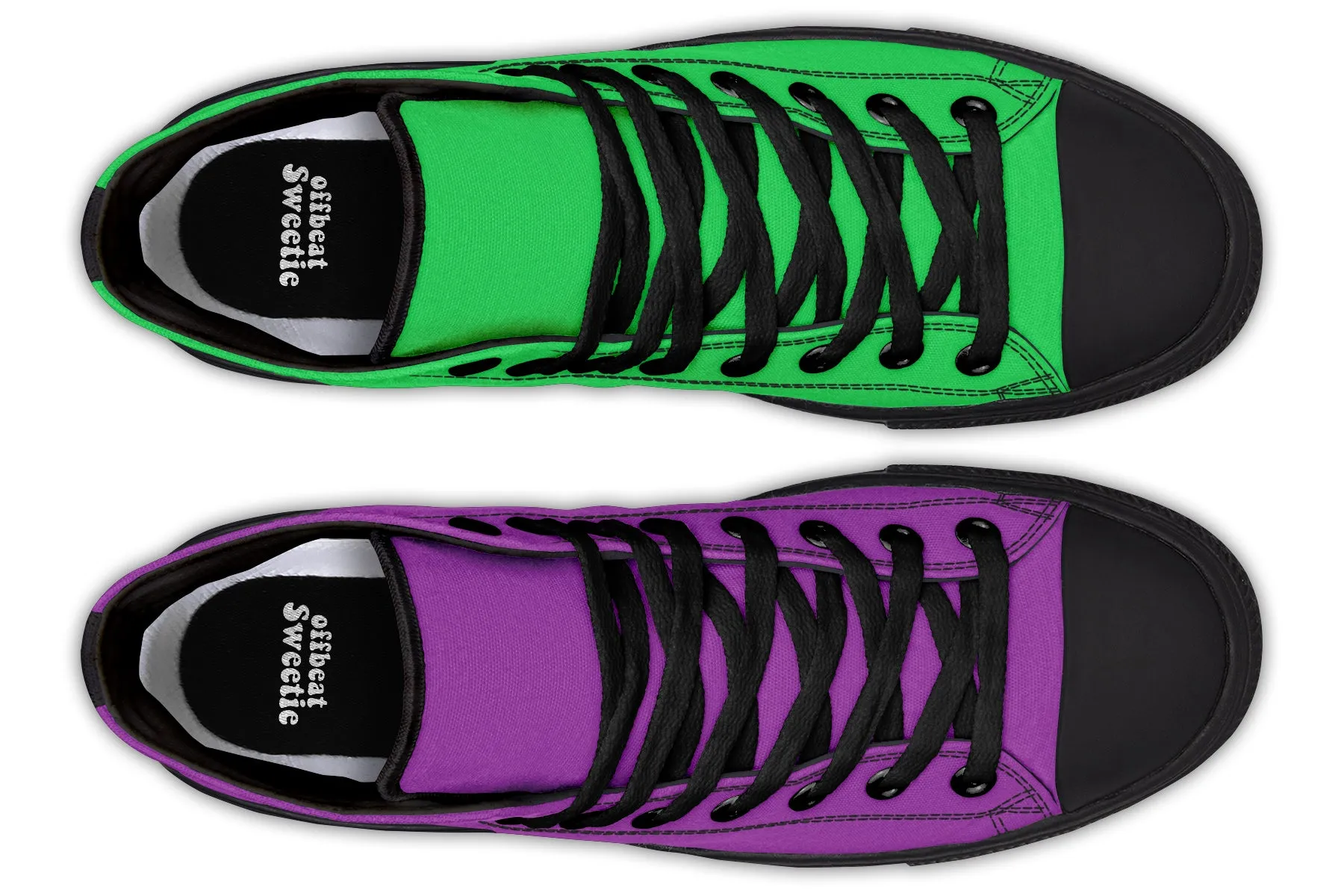 Green And Purple Mismatch High Tops