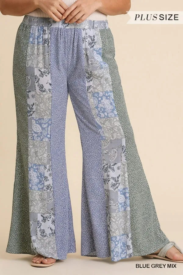 Juniper Patchwork Flowy Pants in Curvy