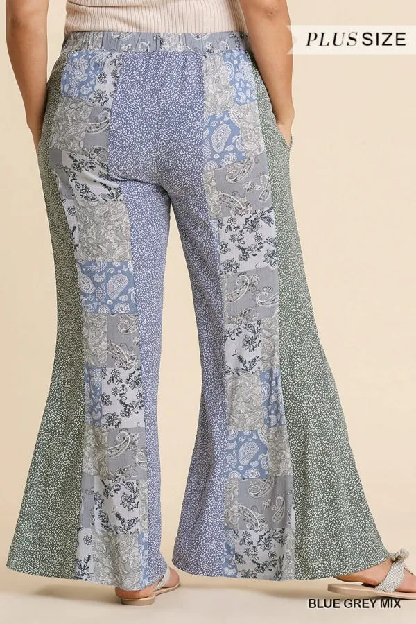 Juniper Patchwork Flowy Pants in Curvy