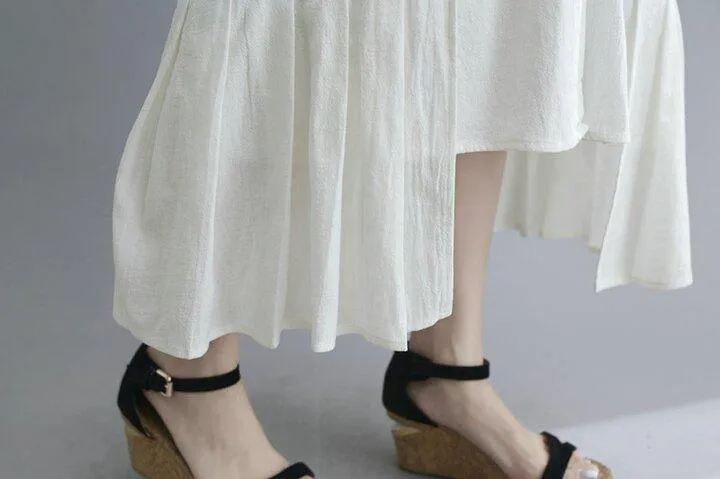 Lapel Cotton And Linen Long Maxi Dress