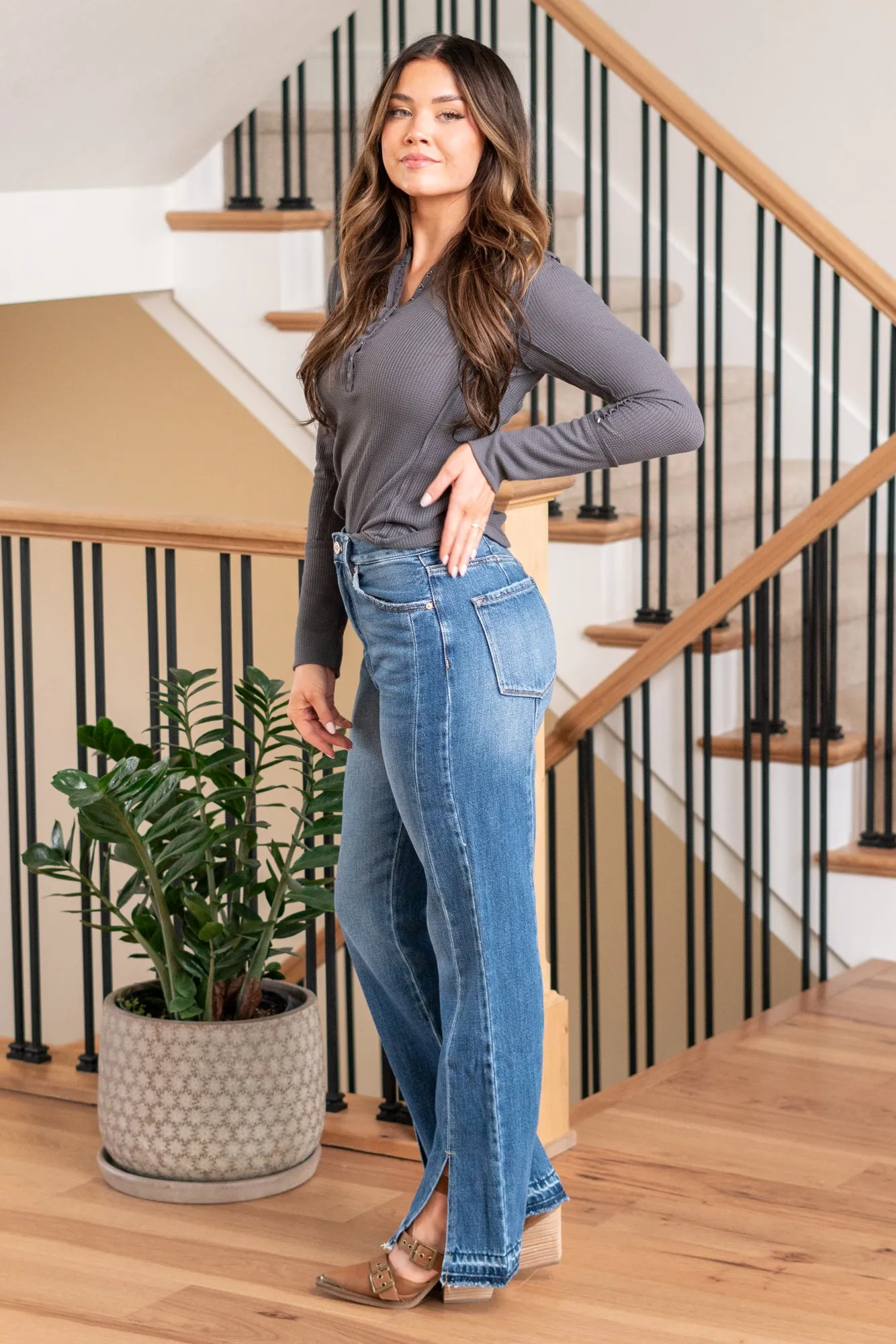 Medora High Rise 90's Split Hem Straight