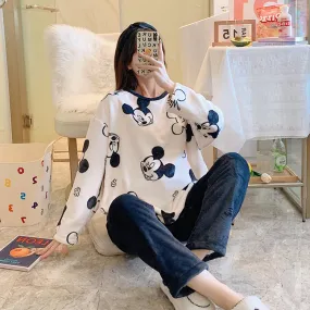 Pajamas Women Sets Warm Loungewear Two-Piece Sleepwear