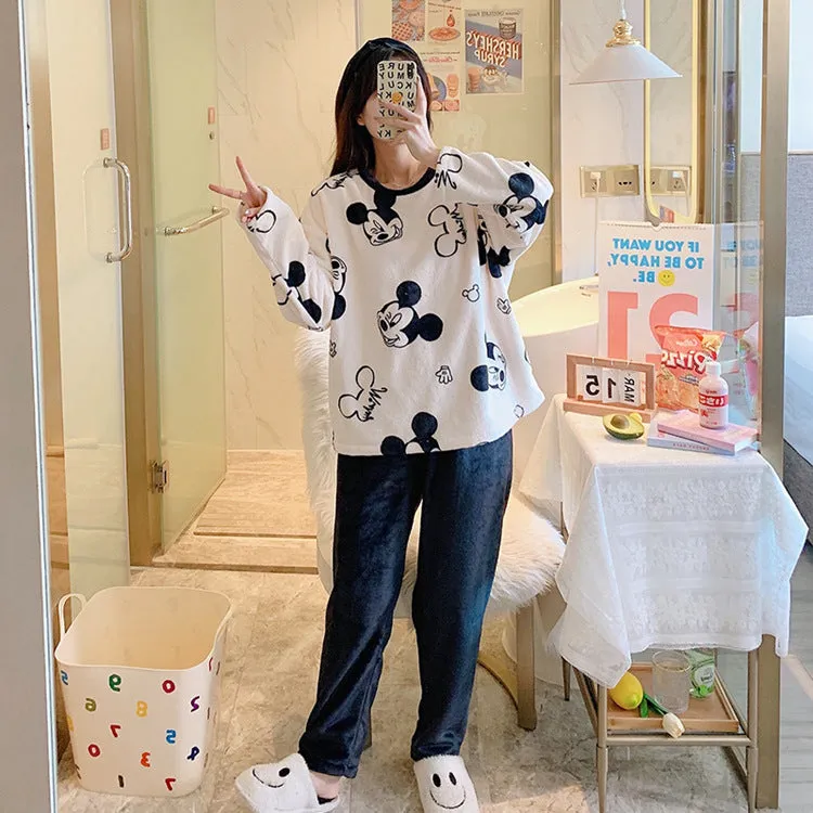 Pajamas Women Sets Warm Loungewear Two-Piece Sleepwear