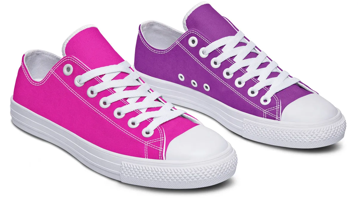 Purple And Pink Mismatched Low Tops