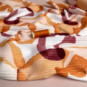 REMNANT 0.35 Metre - Abstract Shapes Rust Cotton Ribbed Jersey
