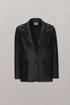 Silhouette Leather Blazer - Black