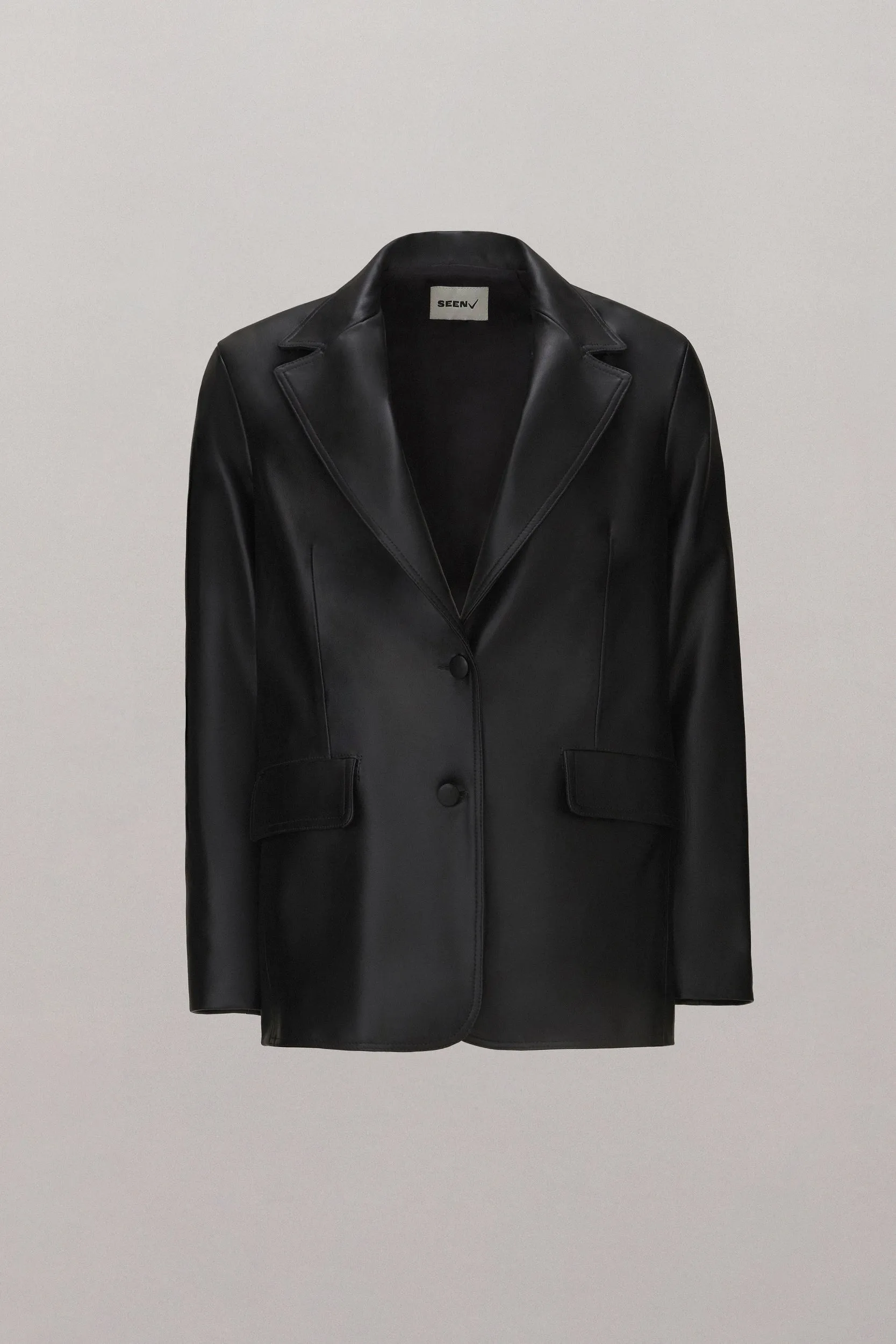 Silhouette Leather Blazer - Black
