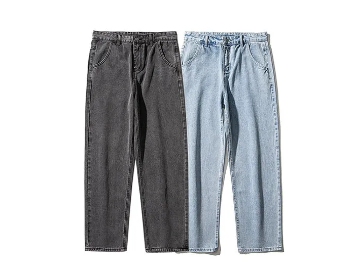 Straight Leg Jeans in Mid Wash Blue or Black