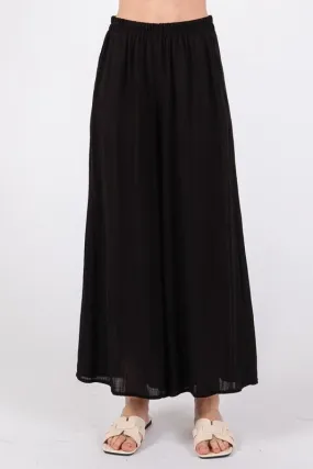 Sunlit Wide Leg Flowy Pant, Black