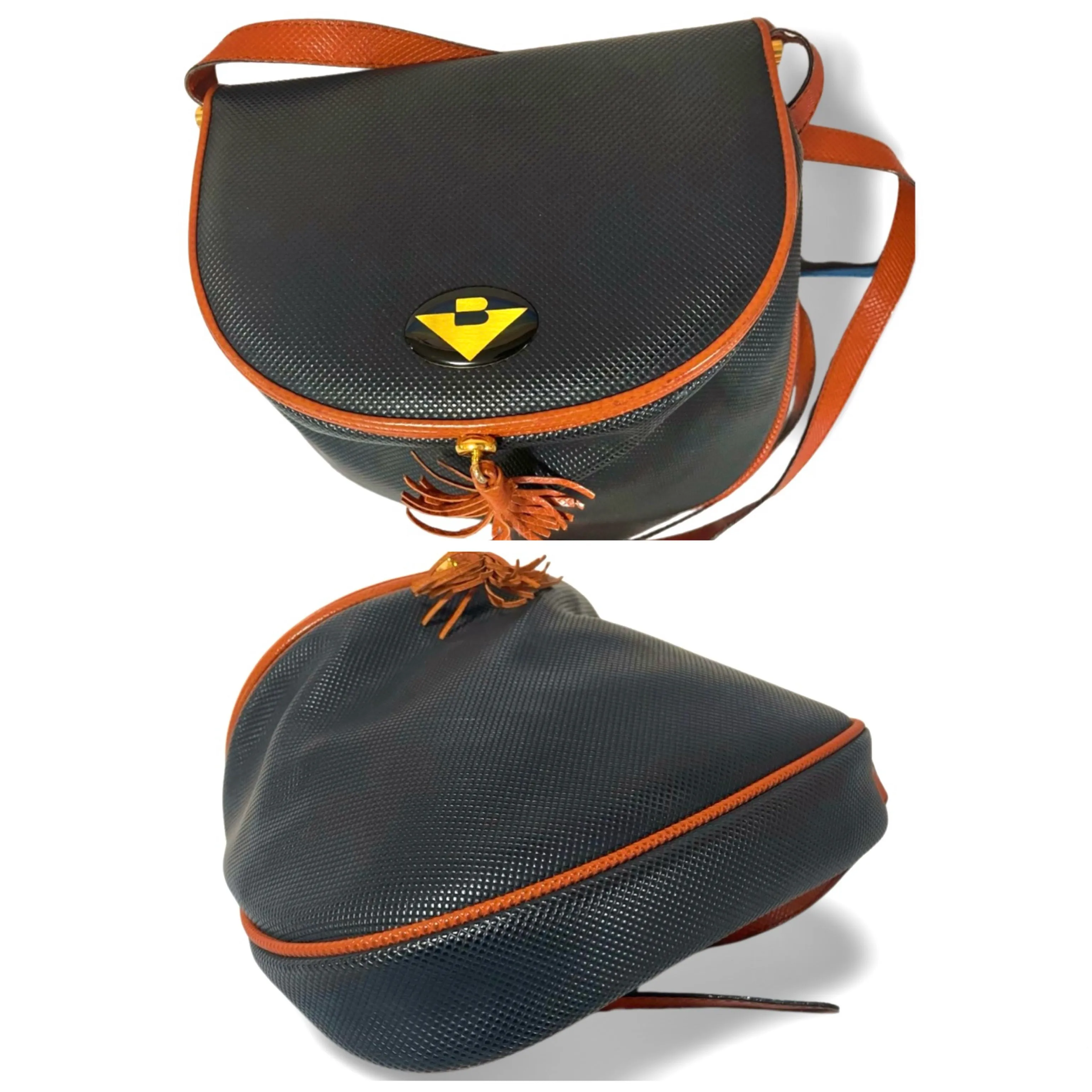 Vintage Bottega Veneta fisherman style black and brown shoulder bag with fringe at front. Popular design bag from the old era. 060723ac2