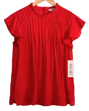 Warm Autumn Hot Coral Flutter Sleeve Blouse