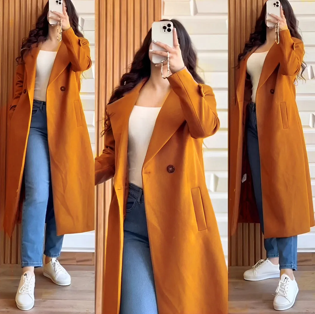 Winter Collection Long Coat Both Sided Pockets With Long Sleeves Women Coat ( End-of- Winter Season Sale Get 50% Off Limmit Time Offer Valid From 28 February Hurry Up )