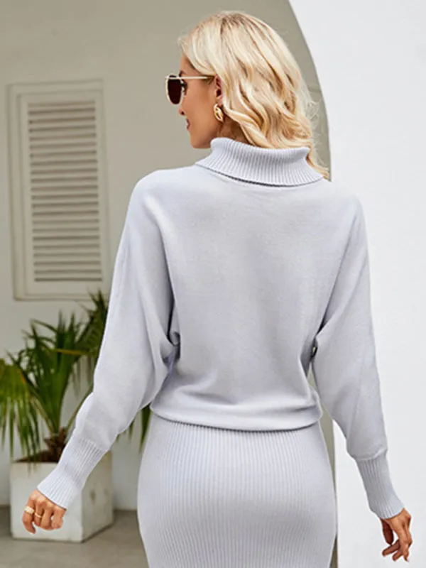 Winter Cozy Blouson Turtleneck Sweater dress