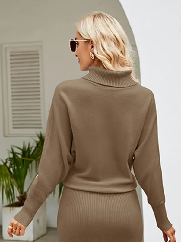 Winter Cozy Blouson Turtleneck Sweater dress