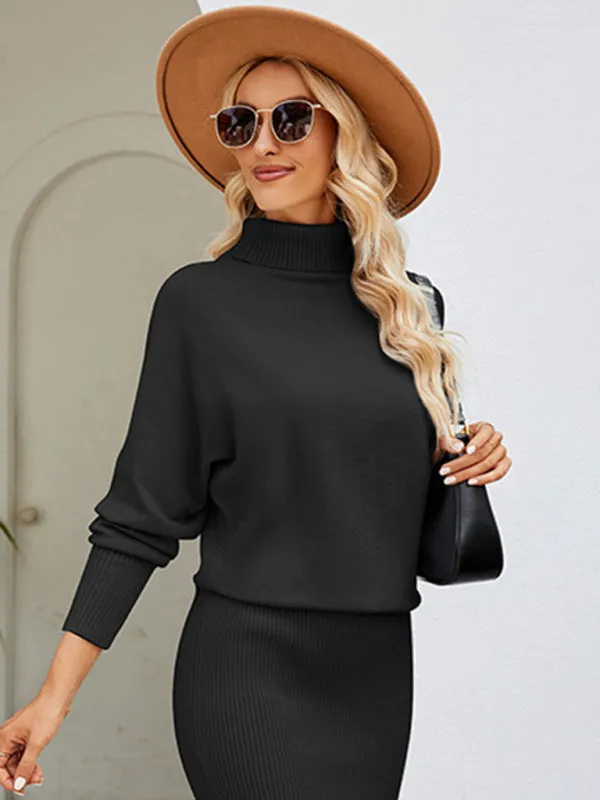 Winter Cozy Blouson Turtleneck Sweater dress