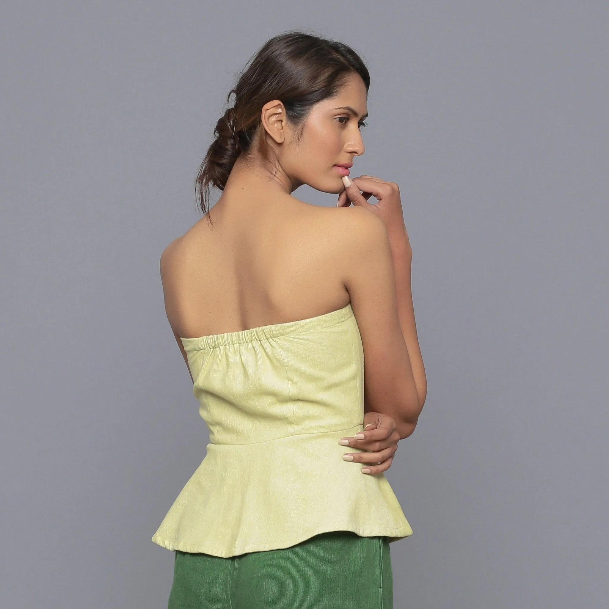 Yellow Pistachio Warm Cotton Corduroy Tube Top