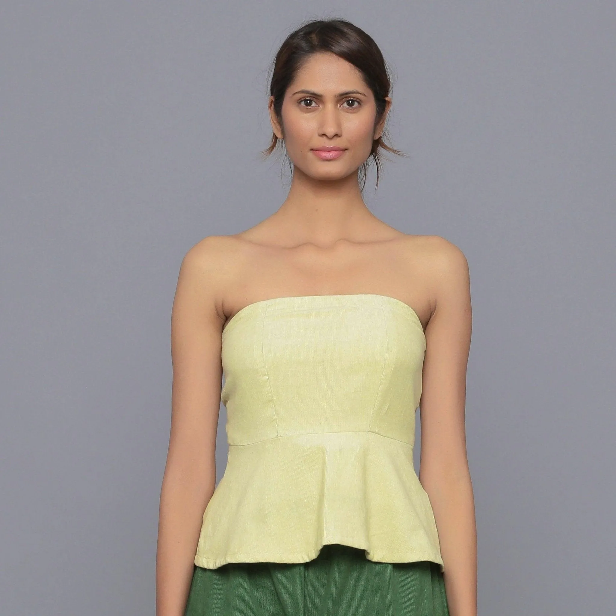 Yellow Pistachio Warm Cotton Corduroy Tube Top