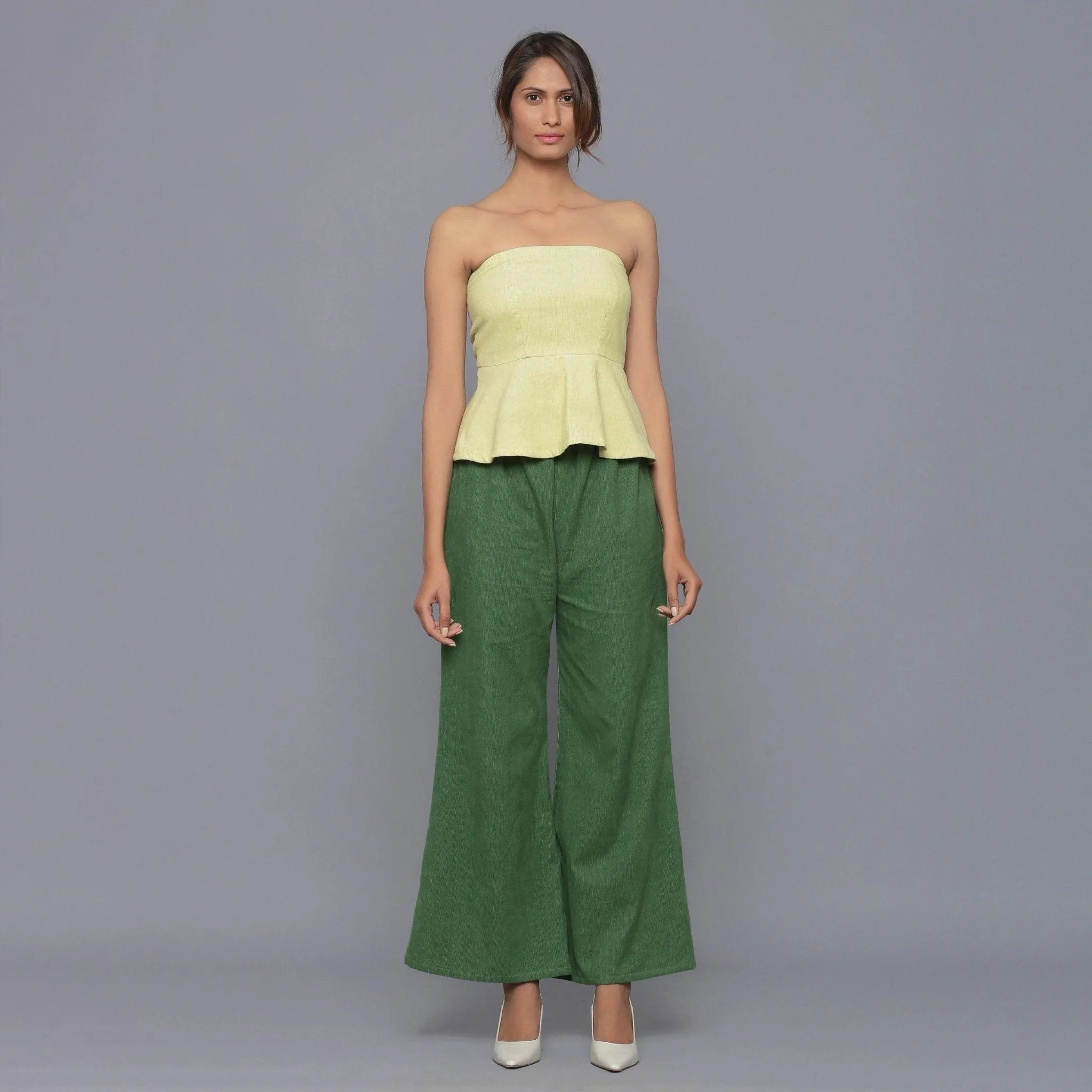Yellow Pistachio Warm Cotton Corduroy Tube Top