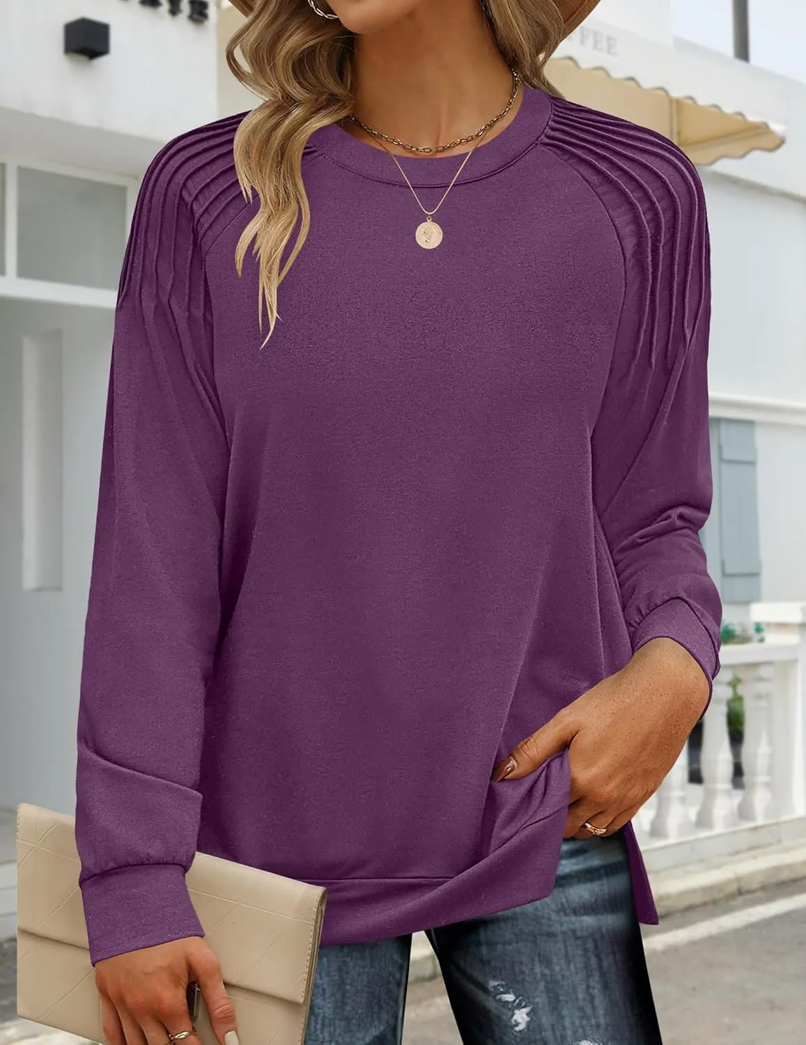 Zeagoo Womens Crewneck Sweatshirt Long Sleeve Tunic Tops