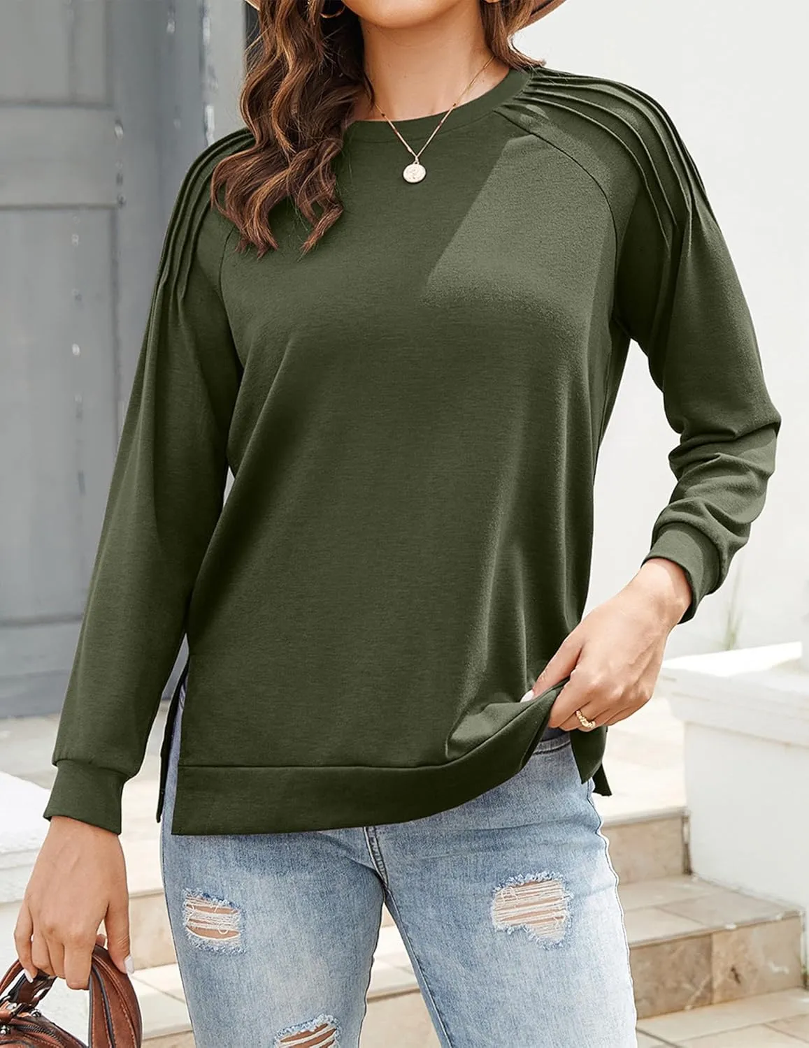 Zeagoo Womens Crewneck Sweatshirt Long Sleeve Tunic Tops