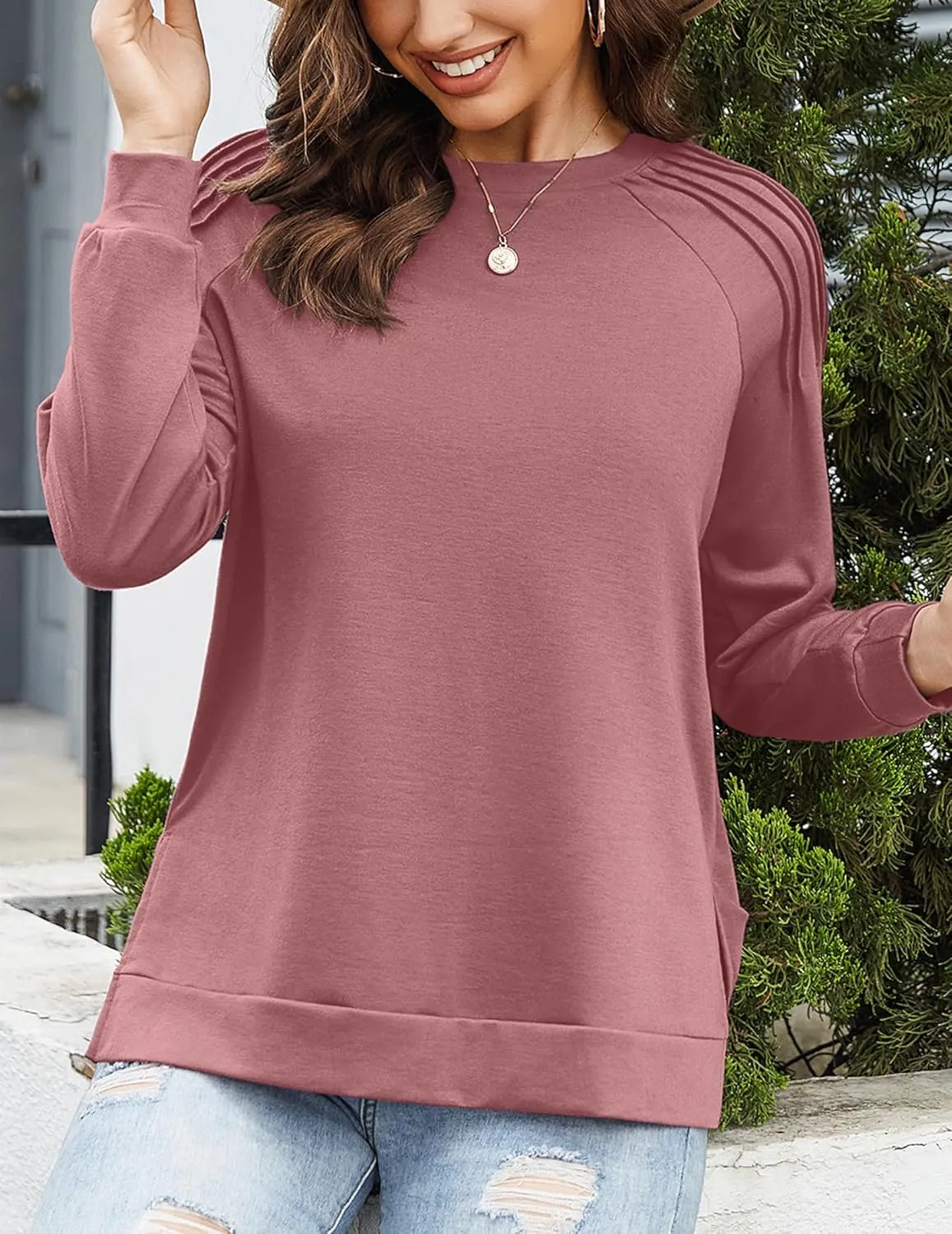 Zeagoo Womens Crewneck Sweatshirt Long Sleeve Tunic Tops