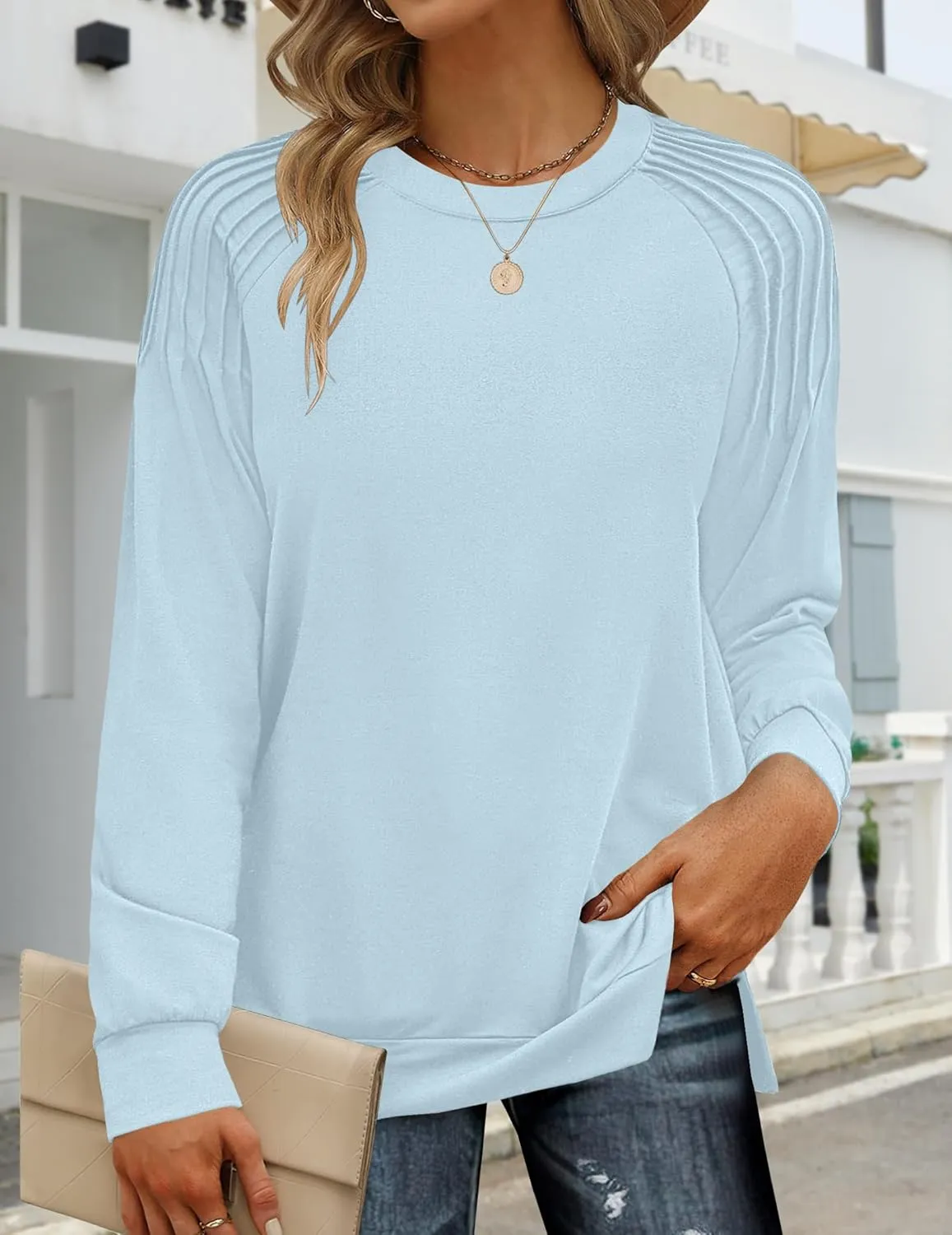 Zeagoo Womens Crewneck Sweatshirt Long Sleeve Tunic Tops