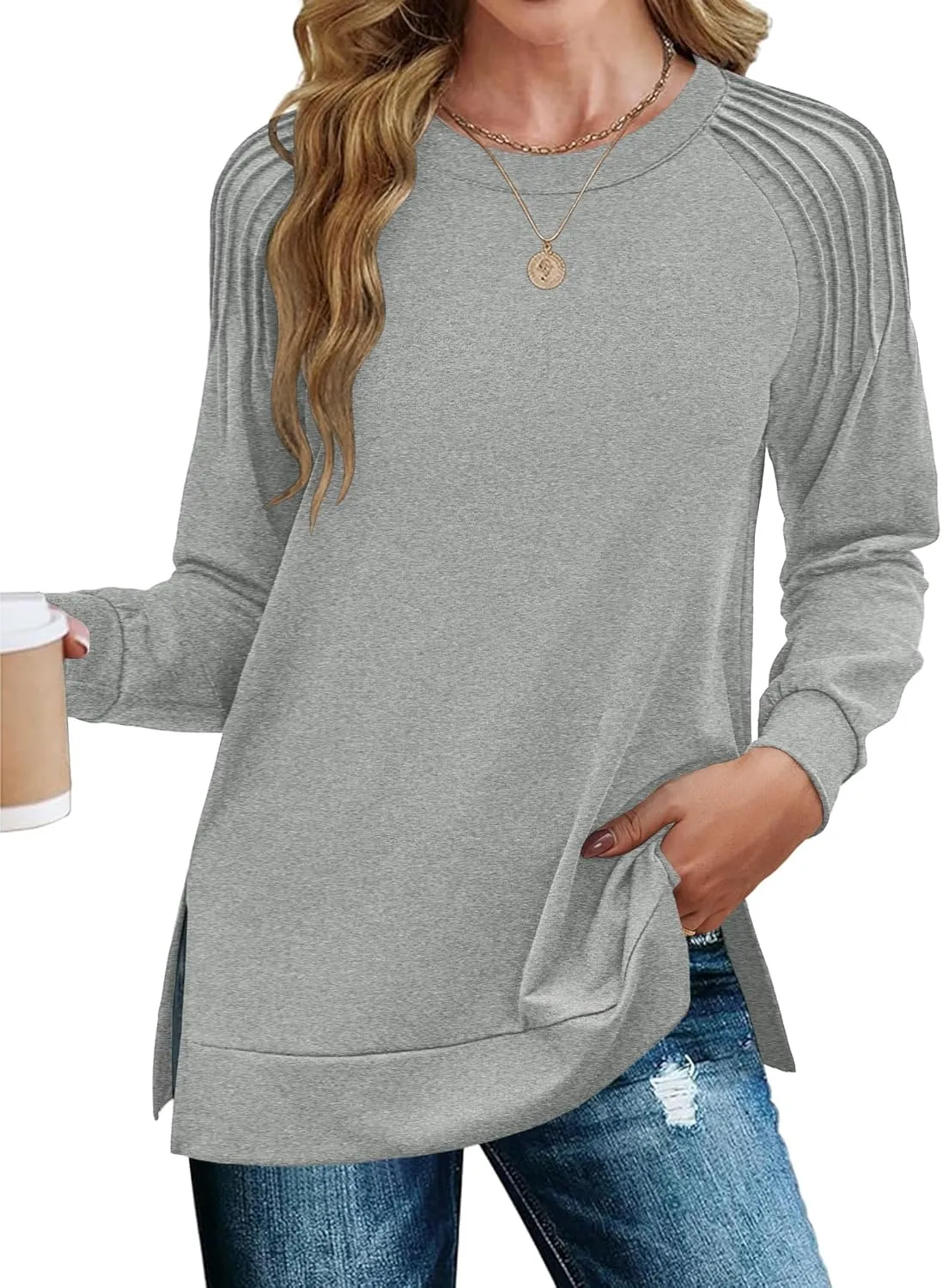 Zeagoo Womens Crewneck Sweatshirt Long Sleeve Tunic Tops