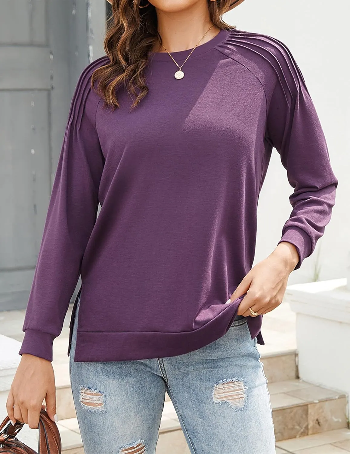 Zeagoo Womens Crewneck Sweatshirt Long Sleeve Tunic Tops