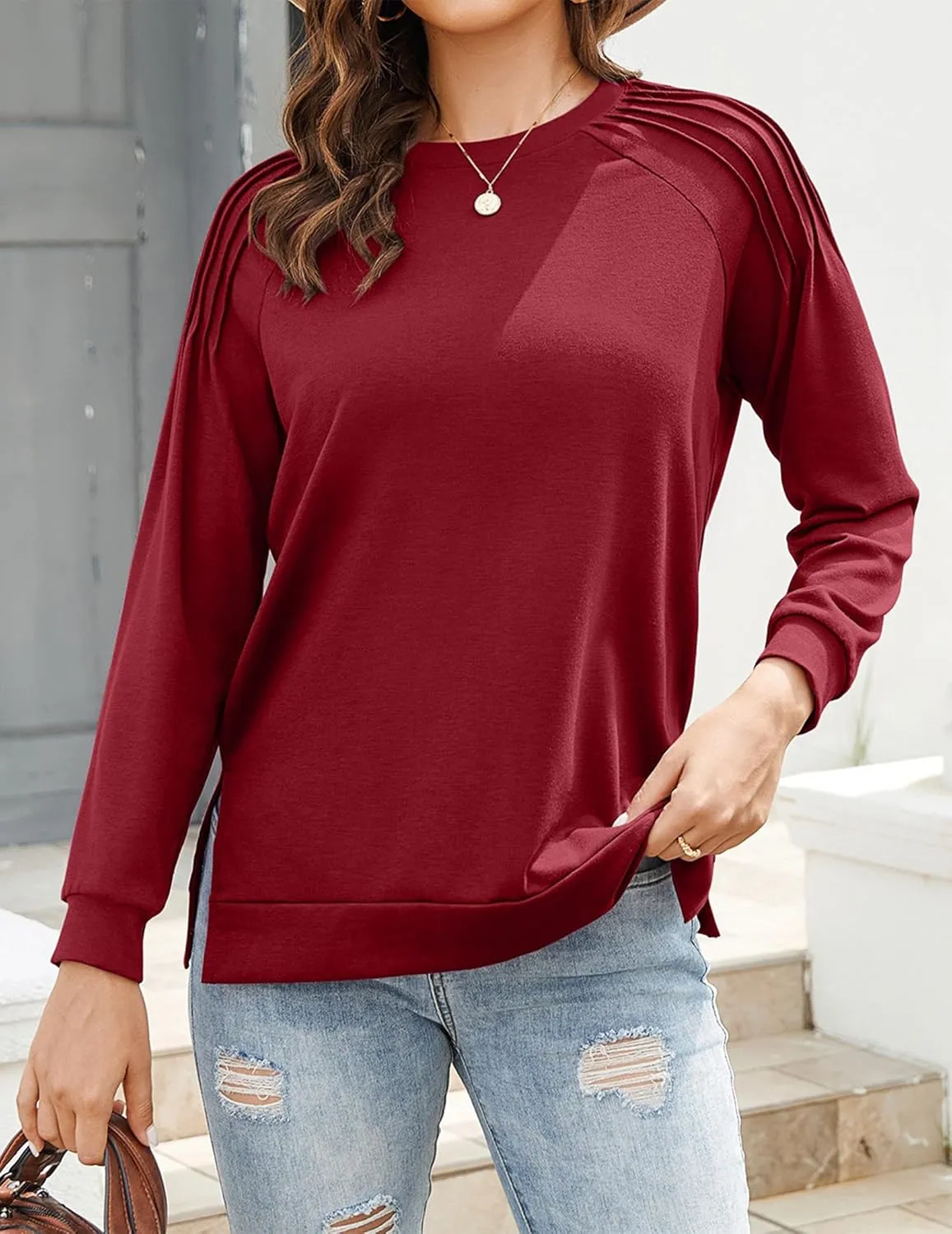 Zeagoo Womens Crewneck Sweatshirt Long Sleeve Tunic Tops