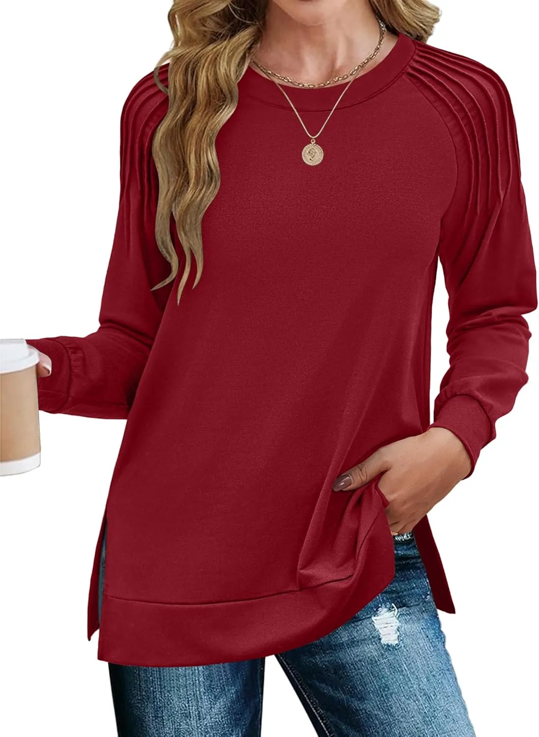 Zeagoo Womens Crewneck Sweatshirt Long Sleeve Tunic Tops