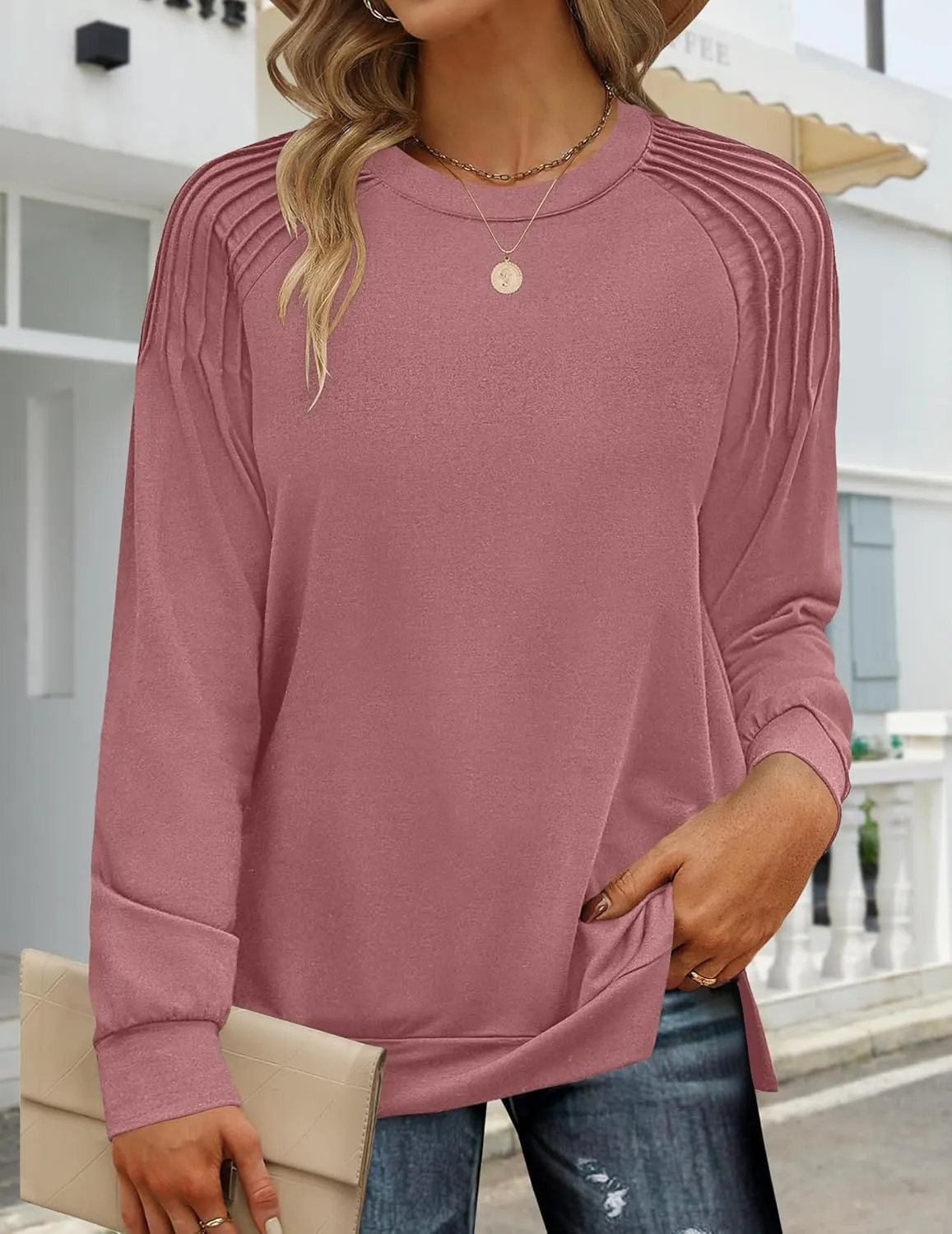 Zeagoo Womens Crewneck Sweatshirt Long Sleeve Tunic Tops