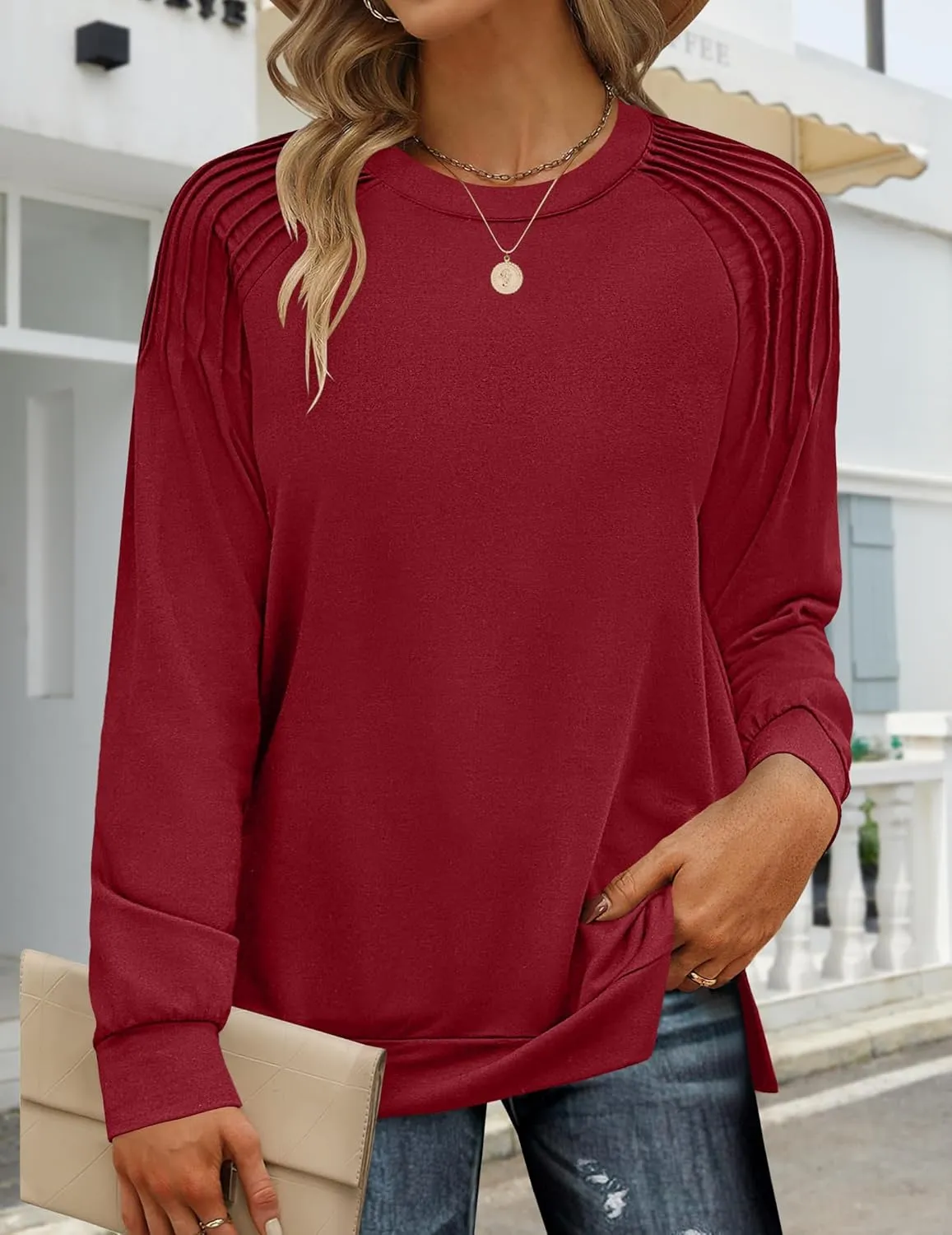 Zeagoo Womens Crewneck Sweatshirt Long Sleeve Tunic Tops