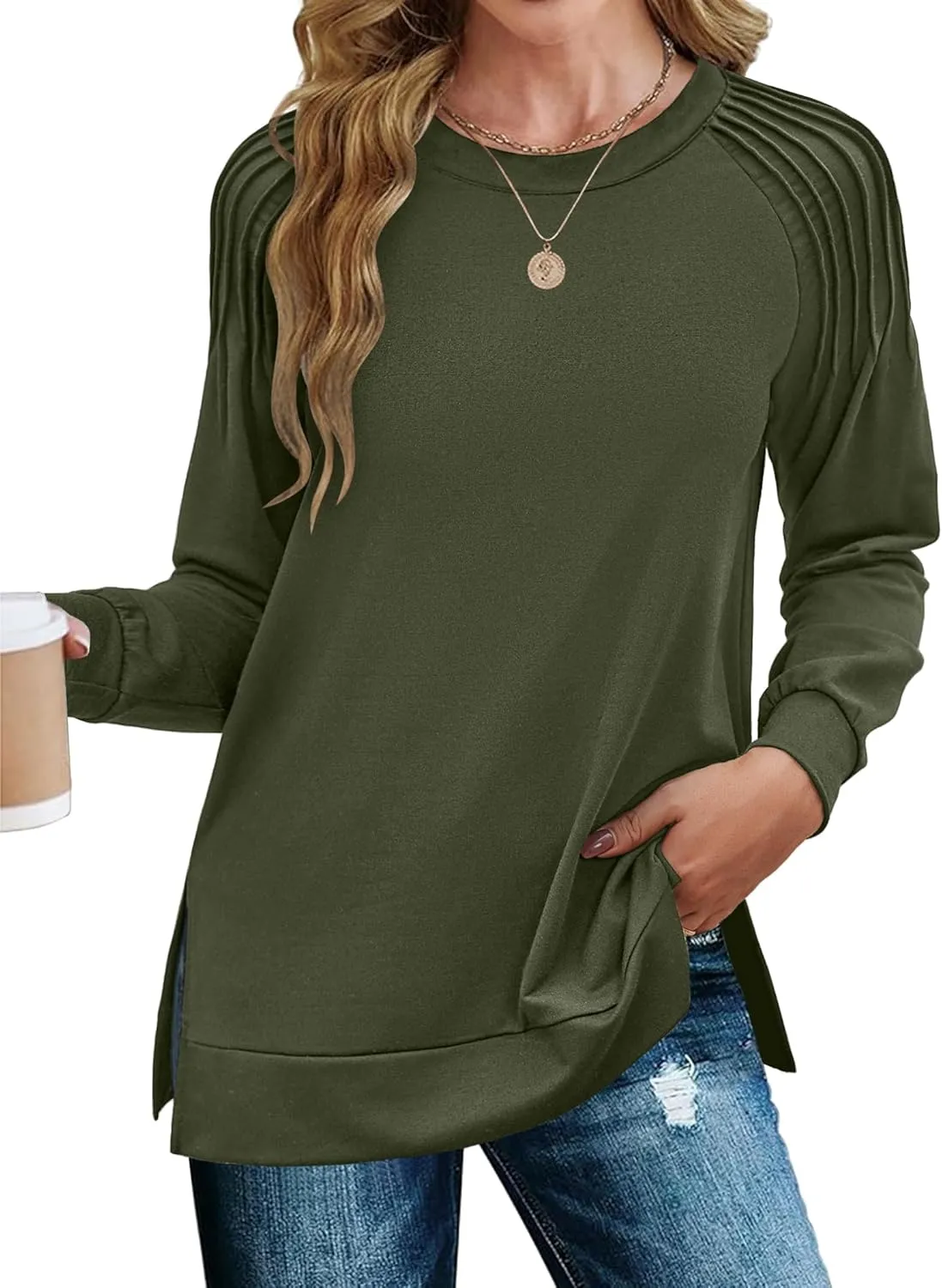 Zeagoo Womens Crewneck Sweatshirt Long Sleeve Tunic Tops
